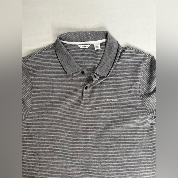 Men’s Calvin Klein Polo Shirt Gray Short Sleeve Cotton Collared Size Medium - Picture 6 of 6